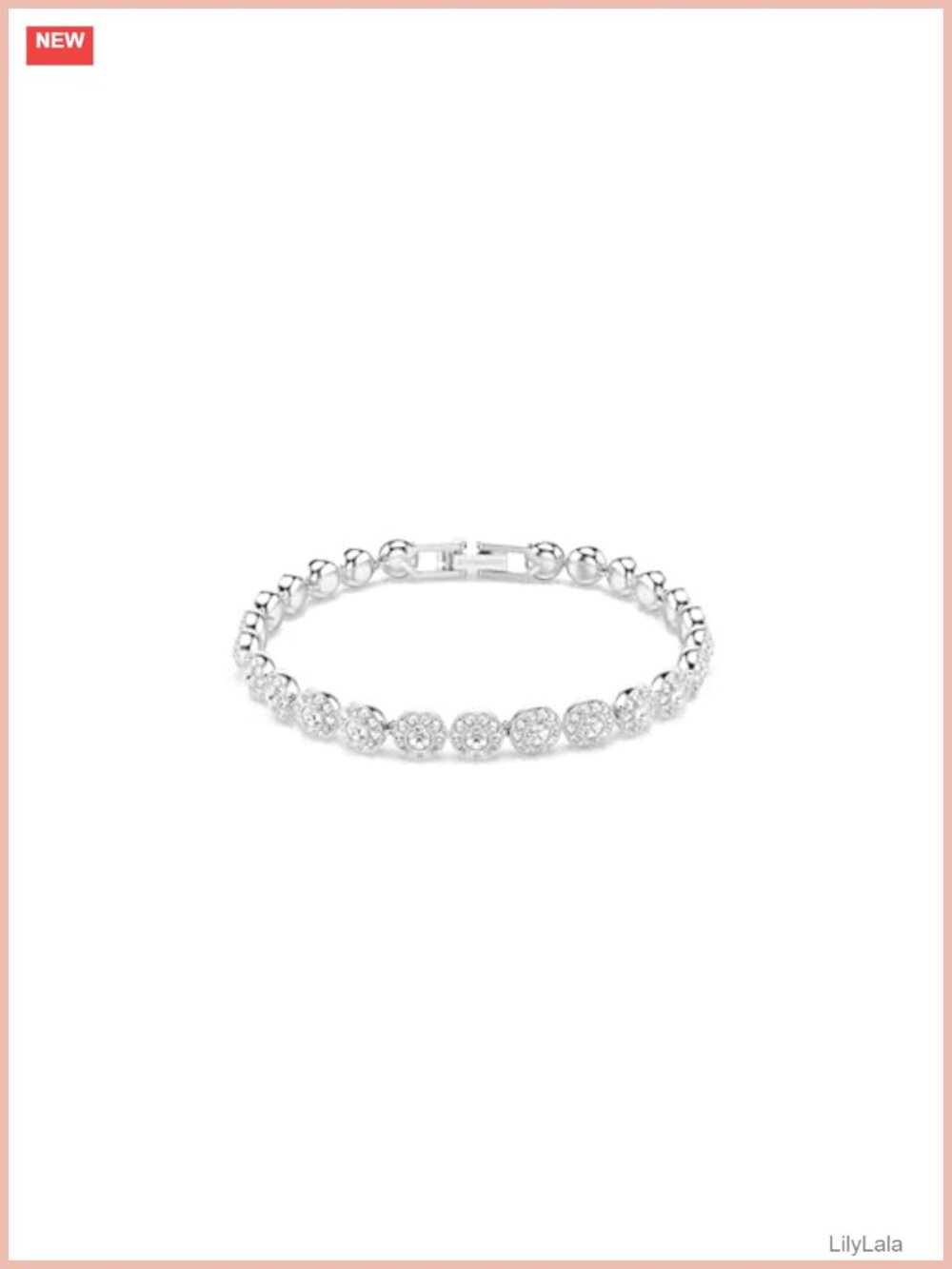 Crystal Tennis Bracelet Rhodium Plated Chain Adjustable